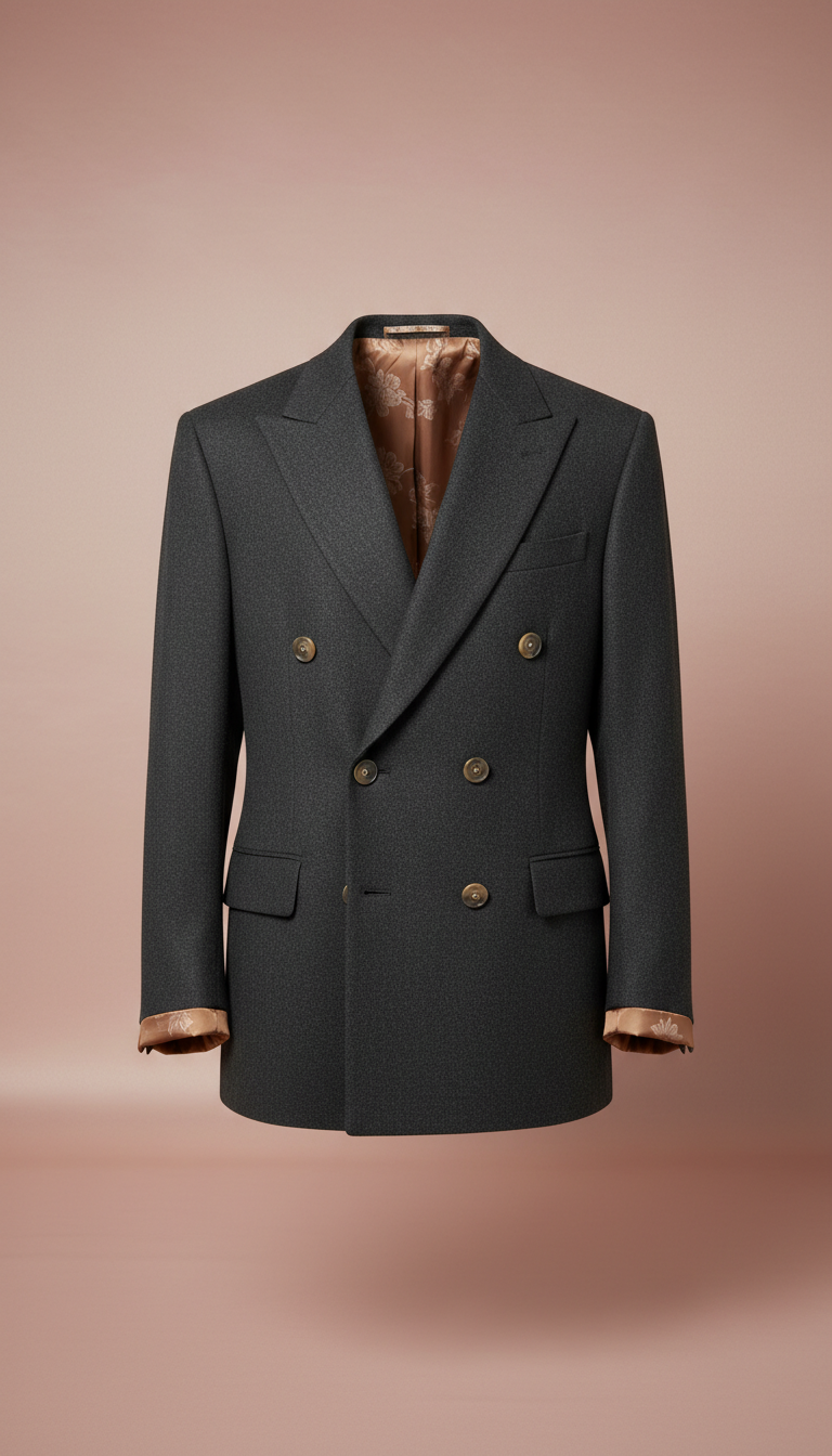 Double-Breasted Wool Blazer Tailored Fit