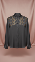 Silk Crepe Blouse With Monogram Detail