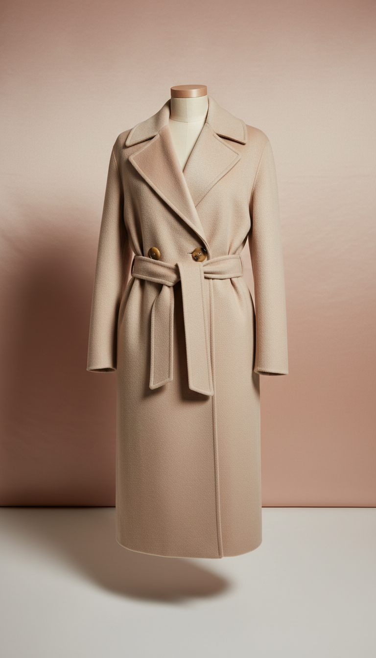 Cashmere Belted Overcoat Champagne Beige